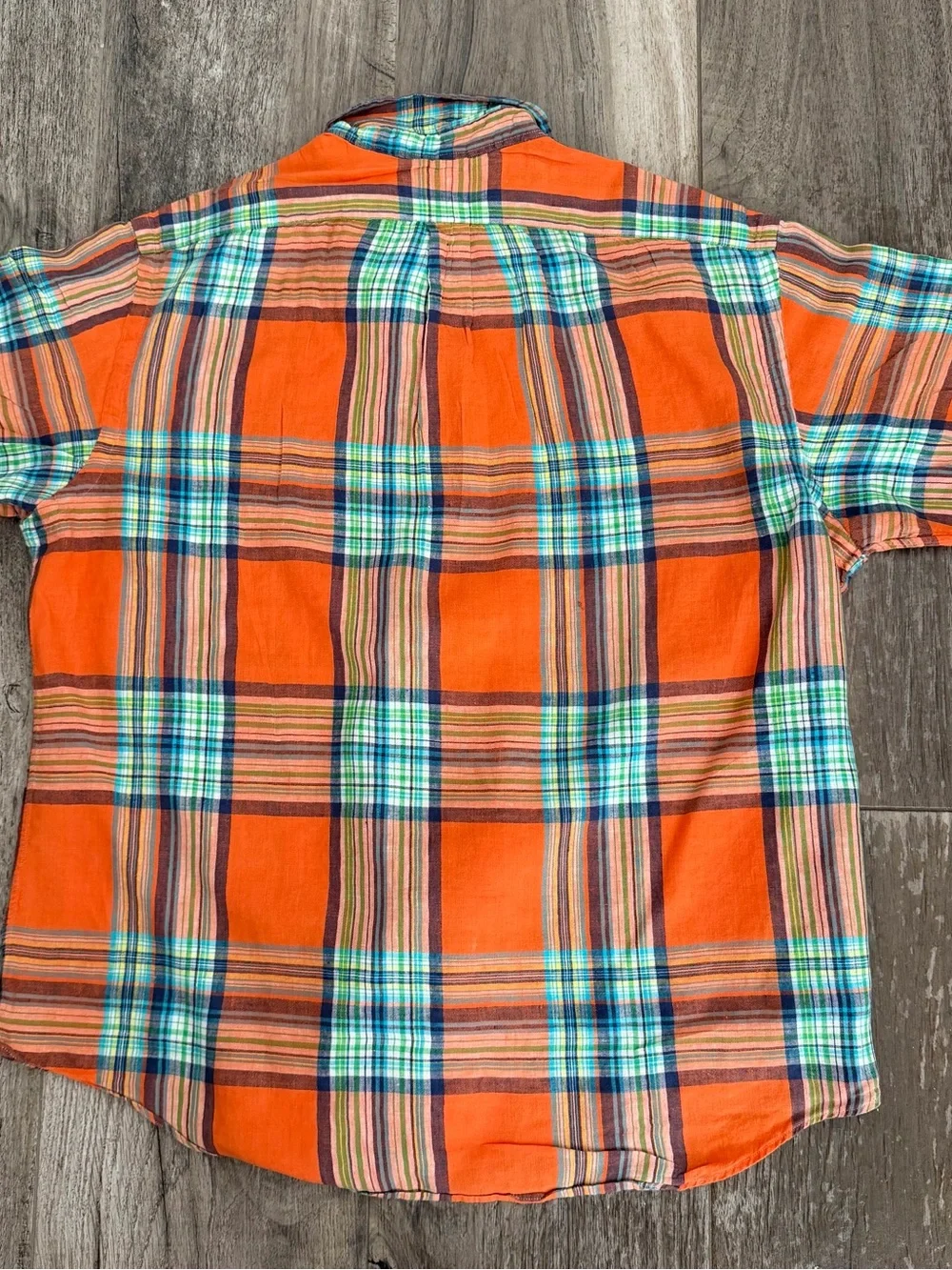 Polo by Ralph Lauren Orange Multi-Color Plaid Button-Down Linen Shirt XXL